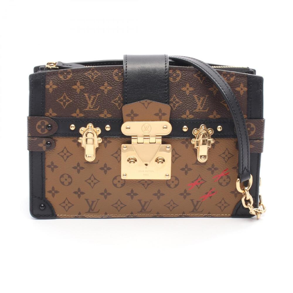 Louis Vuitton trunk clutch shoulder bag canvas leather Monogram Reverse brown
